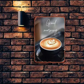Plechová cedule BAF 2D plechová cedule Dobré ráno s kávou 20 x 30 cm