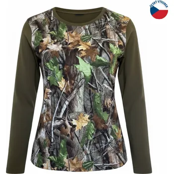 ZÁHOŘÍ Rudel ZÁHOŘÍ Dámské tričko dlouhý rukáv - zelené s kamufláží Velikost: 50