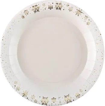 Santex Talíře papírové slonová kost se zlatými vločkami 23cm 10ks