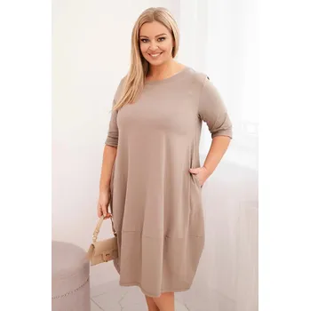 Dámské šaty Dámská bavlněná šaty Plus Size s ohrnovacími rukávy a kapsami fango UNI