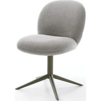 Jídelní židle DELIFE Jídelní židle Nube-Flex potah ze strukturované látky měkký šedý podnož kříž titanová barva 360° otočný houpací funkce taštičkové pružiny