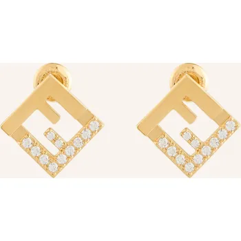 Oblečení a móda Fendi Dámské Náušnice Forever Fendi, zlatá / bílá, one size