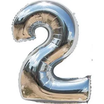 Balónek Fóliový balónek 82 cm-stříbrný číslo 2