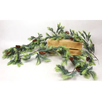 Vánoční stromek Silikonová girlanda PE BOROVICE s šiškami 180 cm ZELENÁ stínovaná