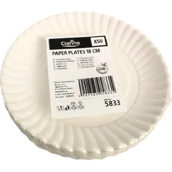 Jednorázové nádobí CLARINA Papírový talíř 18 cm balení 50 ks