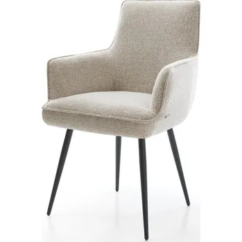 Jídelní židle DELIFE Jídelní židle Heira-Flex s područkami látka Měkký béžová 4-nohá zúžená černá taštičkové pružiny