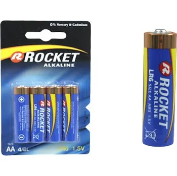 Článková baterie Alkalická baterie ROCKET LR6 AA 1,5 V 4BL – 1 ks