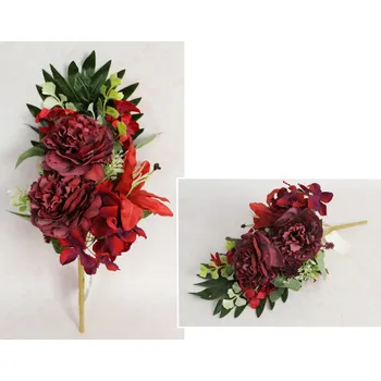 umělá květina Smíšená kytice PIVOŇA, LILIE, HORTENSIE výška 40 cm, 7 stonků (květina 13-10 cm) BORDEAUX