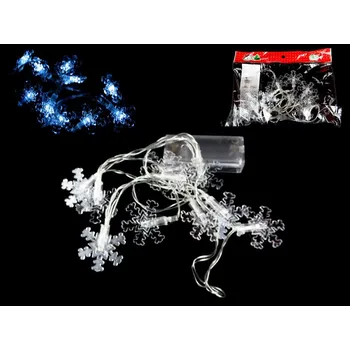 Vánoční dekorace Světýlka 10 LED SNĚHOVÉ VLOČKY 1 m – STUDENÁ BÍLÁ