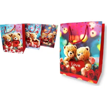 3D pevná dárková taška LOVE 41x31x12 cm MIX VZORŮ