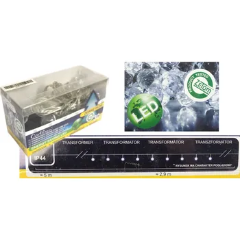 Vánoční dekorace LED světla 30L LEDOVÉ KRISTÁLY venkovní 2,9 m - STUDENÁ BÍLÁ