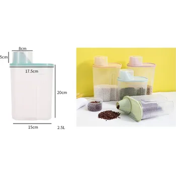 Dóza na potraviny Nádoba s víkem a odměrkou na skladování, modrá, PLAST 20 x 17,5 x 15 cm