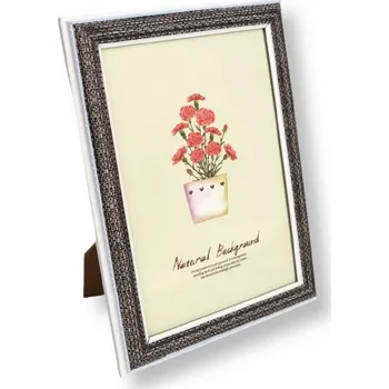 Rám na obraz BÍLÁ fotorámeček s efektem dřeva a grafitem 18x13 cm
