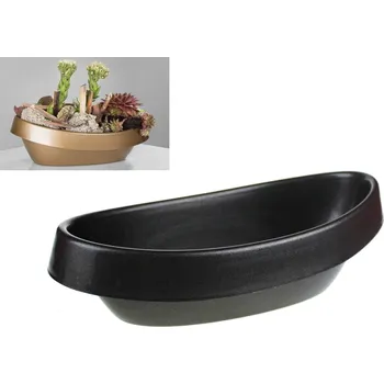 Květináč Květináč pro kompozice VENEZIA Benátky malý oválný podlouhlý 23x11x6,5 cm - GRAFIT