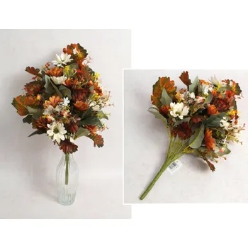 umělá květina Kytice MARGARETKA výška 45 cm, 12 stonků (květ 7-5 cm) ORANŽOVĚ-ECRU