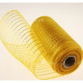 Stuha Síťovina na květiny, čtvercové očka 15 cm x 9 m ŽLUTO-ZLATÁ