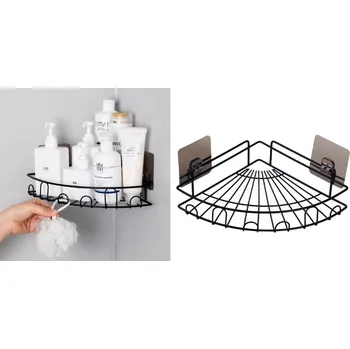 police Rohová police kovová s lepidly 22 x 22 cm ČERNÁ