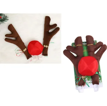 Vánoce Dekorace do auta ROHY SOBA + NOS hnědo-červené na blistru 41x22 cm