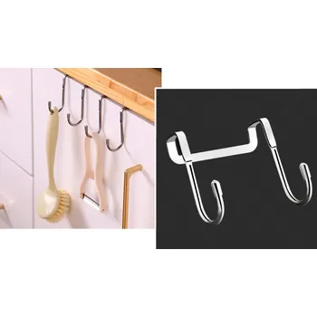 Věšák Věšák, kovový háček na dveře skříňky DVOJITÝ 7,5x6 cm