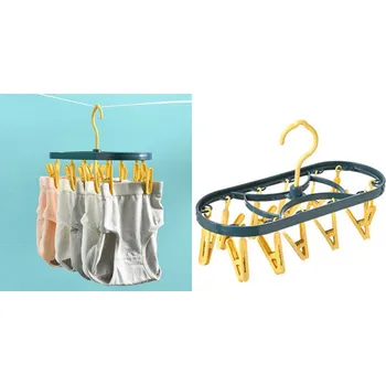 Věšák Věšák s plastovými sponkami modro-žlutý 30x13 cm