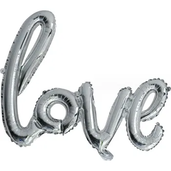 Fóliový balon LOVE 102x65 cm STŘÍBRNÝ