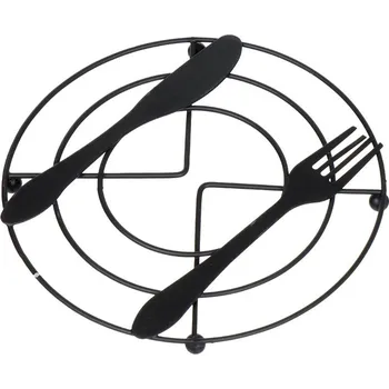 Podložka pod hrnec DRUT vidlička a nůž 18 cm ČERNÁ