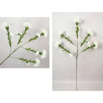 umělá květina Květina GOŹDZIK výška 84 cm, 5 ramen (10 květů 8-5 cm) BÍLÁ