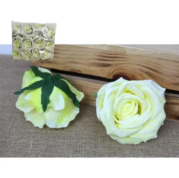 umělá květina Květinová hlava, umělá RŮŽE 3D PRINT 11 cm - SVĚTLE ŽLUTÁ - 1 ks