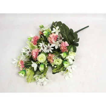 umělá květina Smíšená kytice RŮŽE, DALIE výška 52, 14 stonků (květ 6-2 cm) BÍLO-RŮŽOVÁ