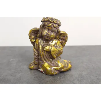 Vánoční dekorace Betonová figurka ANDĚL 12x10,5x7 cm HNĚDO-ZLATÁ