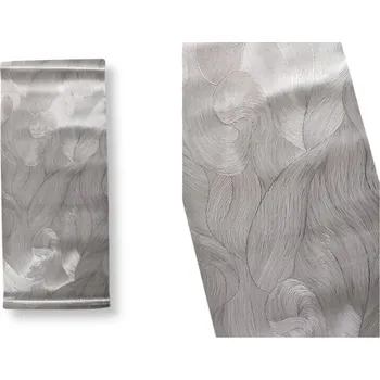 Stolní podložka Obdélníková podložka na stůl s průhlednou fólií LISTY 90x38 cm STŘÍBRNÁ