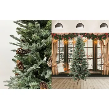 Vánoční stromek Umělá vánoční stromek stříbrný smrk s šiškami gumový, silikonový PE+PVC 210 cm