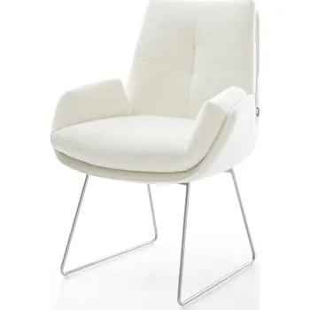 Jídelní židle DELIFE Jídelní židle Clea-Flex bouclé měkký béžová tenká podnož nerezová ocel