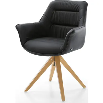 Jídelní židle DELIFE Jídelní židle Kaira-Flex pravá kůže černá dřevěná podnož hranatá přírodní