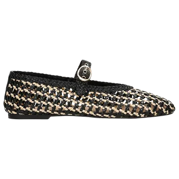 Dámské polobotky Černobéžové Dámské Baleríny Z Pletené Kůže Wojas 4406180 38