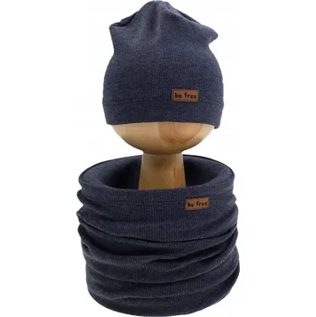 Čepice Chlapecká souprava čepice + nákrčník tmavě modrá Nicol, vel. 12 128/134