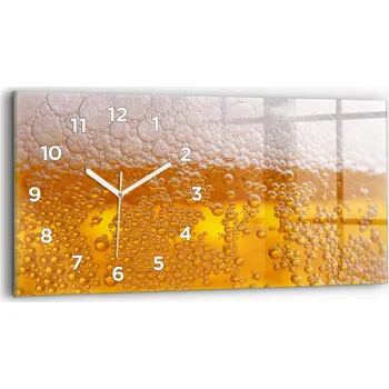 Hodiny Horizontální Skleněné Nástěnné Hodiny do Kanceláře se Stylovým Potiskem Pivo 60x30 cm