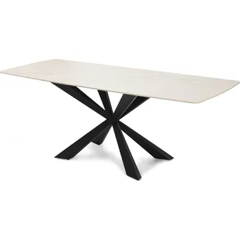 Jídelní stůl Jídelní stůl ELCANOR 200x90 cm, bílý mramor/kovové nohy + vyzvednutí ZDARMA