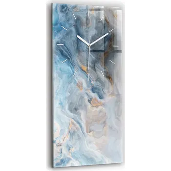 Hodiny Skleněné nástěnné hodiny do kanceláře se stylovým potiskem Mramor vzor 30x60 cm