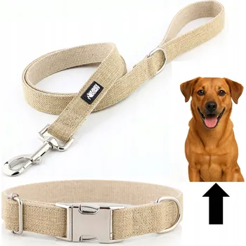 Obojek pro psa Vodítko a obojek pro malého psa silný komplet 2v1 HUGGY DOGGY hnědý XS