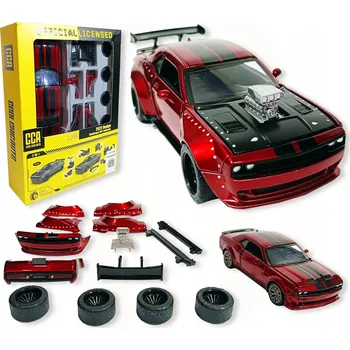 autíčko Model Kovový model auta Dodge Challenger 1:36 – tuningová sada, červený