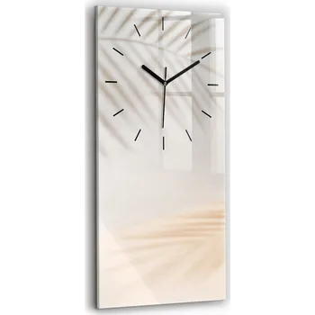 Hodiny Velké Nástěnné Hodiny Skleněné Tiché Bez Hlučné Krémová abstrakce 30x60 cm