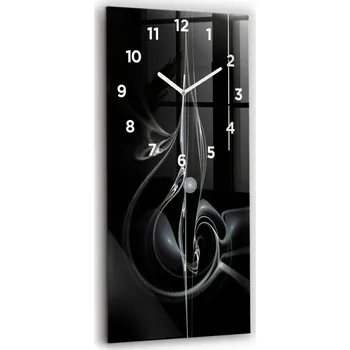Hodiny Minimalistické skleněné nástěnné hodiny s abstraktním motivem kouře 30x60 cm