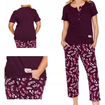 Dámské noční prádlo Doctor Nap Dámské pyžamo bavlněné s krátkým rukávem PM 7267 vínové M