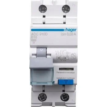 Jistič Kombinovaný proudový chránič a jistič Hager ADC910D B10A