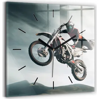 Hodiny Skleněné hodiny s tichým mechanismem Loft Nástěnné Motorový styl Adrenalin 30x30