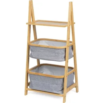 police Regál MODITA s látkovými košíky, bambus/šedá + vyzvednutí ZDARMA