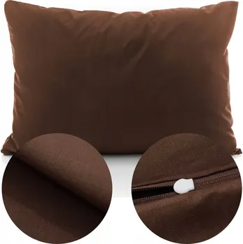 Povlak na polštářek BAVLNĚNÝ povlak na polštář 50x70 jednobarevný hladký HNĚDÝ