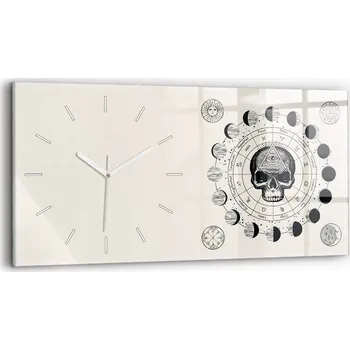 Hodiny Moderní skleněné nástěnné hodiny s potiskem horizontální 60x30 cm Fáze měsíce