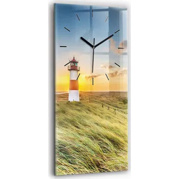 Hodiny Velké Nástěnné Skleněné Hodiny Vertikální Tiché Ručičky Maják 30x60